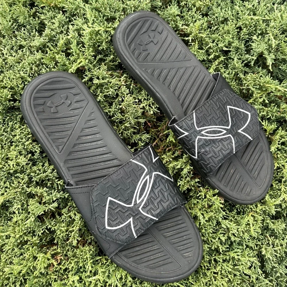 Under Armour Men's Ignite Ansa Logo Slide Sandals Size 13 Black White